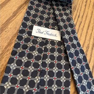 Paul Fredrick Classic Navy and Red Checkered Tie